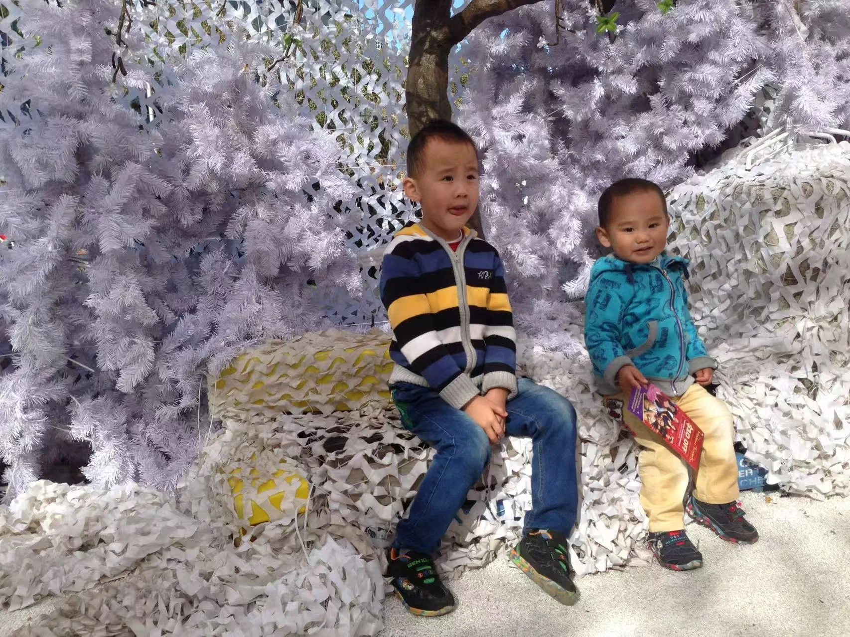 Kent and Dan in a winter display